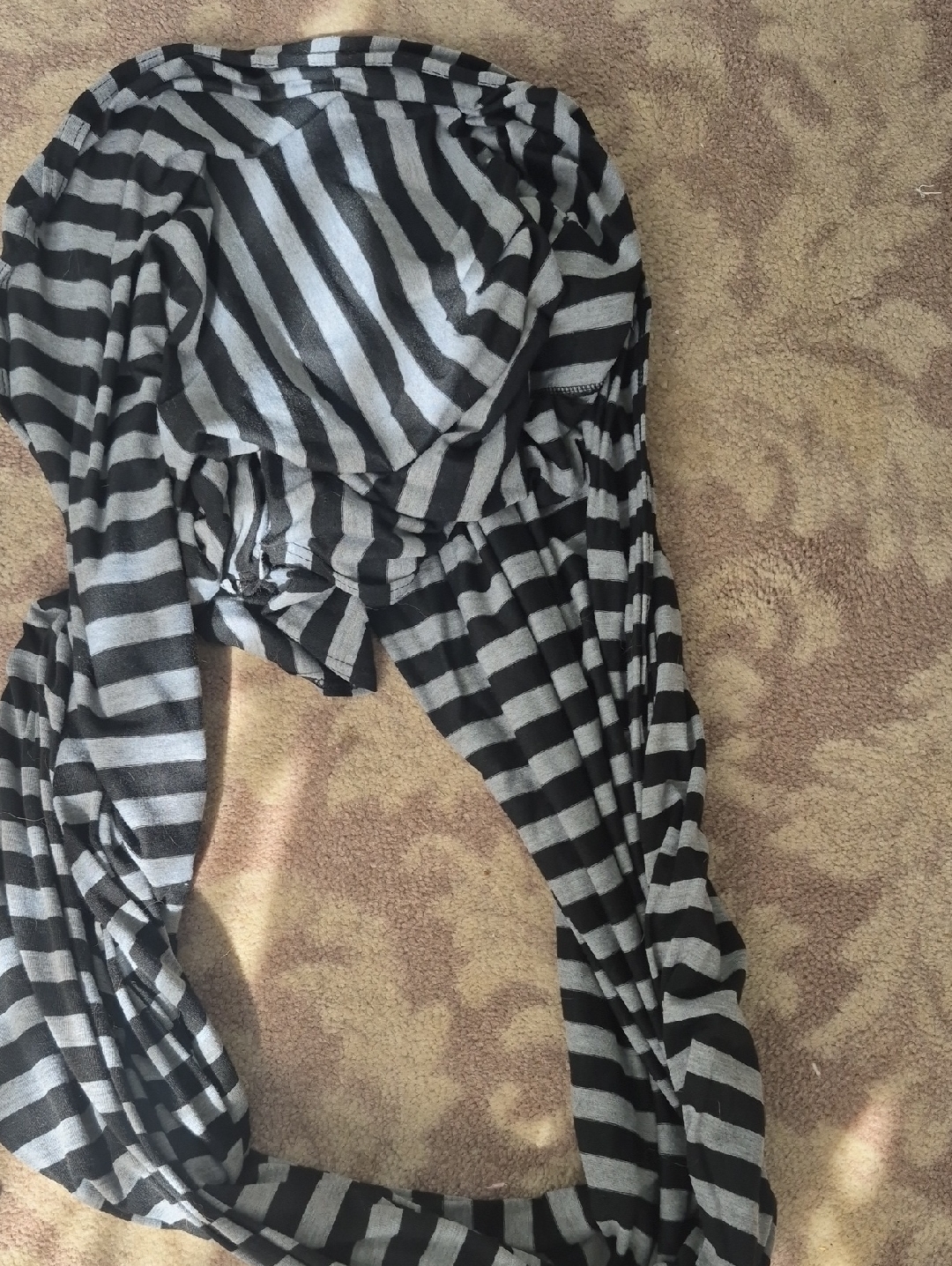 Striped Black And Gray Infinity Scarf